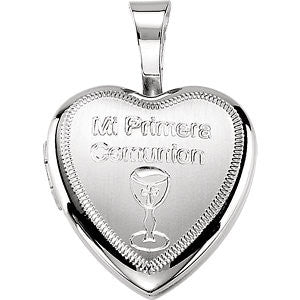 Sterling Silver Primera Communion Heart Locket