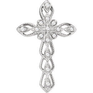 14K White .07 CTW Diamond Cross Pendant