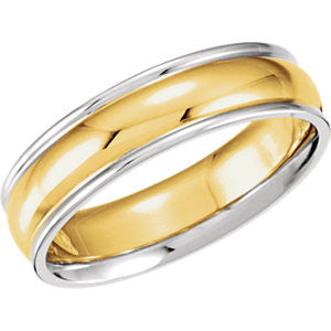 14K Yellow & White 6mm Comfort-Fit Band Size 11