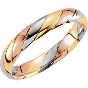 14K Yellow & White & Rose Hand-Woven Band Size 8