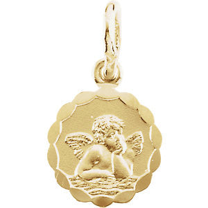 14K Yellow 12mm Angel Pendant