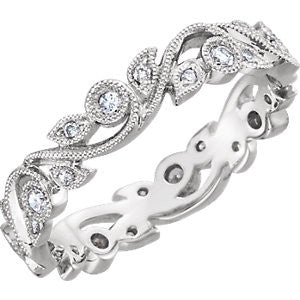 14K White 1-4 CTW Diamond Eternity Band Size 5.5