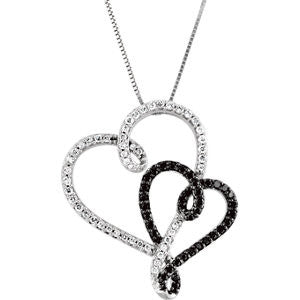 Black & White Double Heart Necklace