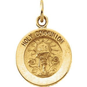 14K Yellow 11.5mm Round Holy Communion Medal