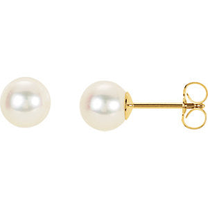 14K Yellow 6.5-7mm Panache&trade; Freshwater Cultured Pearl Earrings