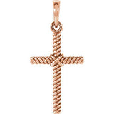 14K White 18.9x8.65mm Rope Design Cross Pendant