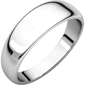 14K White 6mm Half Round Tapered Band