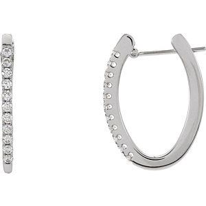 14K White 1-3 CTW Diamond Hoop Earrings