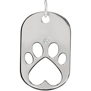 Sterling Silver 32x20.6mm .02 CTW Diamond Dog Tag with Packaging