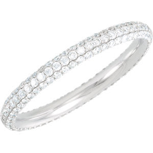 14K White 7-8 CTW Diamond Eternity Band Size 6.5