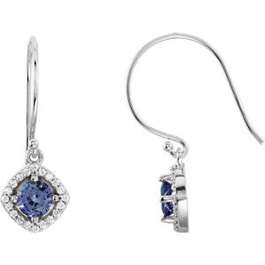 14K White Tanzanite & 1-5 CTW Diamond Earrings