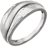 14K White Hammered Wrap Ring