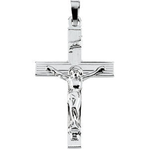 14K White 29x19mm Crucifix Pendant