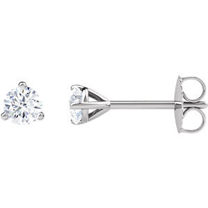 14K White 1-4 CTW Diamond Friction Post Stud Earrings