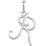 Sterling Silver .03 CTW Diamond Letter "L" Script Initial 18" Necklace