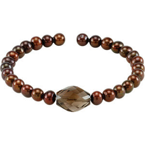 Copper Freshwater Cultured Pearl & Smoky Quartz Bracelet