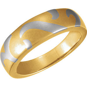 18K Yellow & Platinum Men's Inlaid Design Band