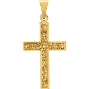 14K Yellow 18x12mm Design Cross Pendant