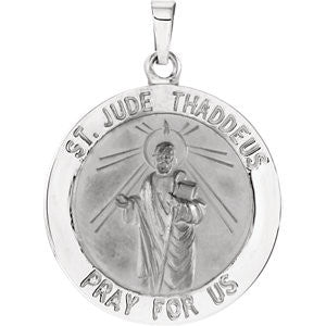 14K White 22mm Round St. Jude Thaddeus Medal