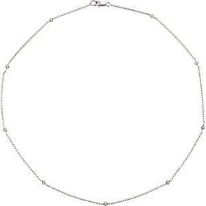 14K White 1-6 CTW Diamond 16" Station Necklace