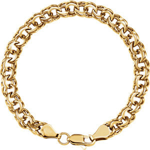 14K Yellow 7mm Solid Charm 7.75" Bracelet