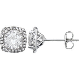 Sterling Silver White Sapphire & .015 CTW Diamond Earrings