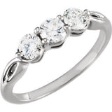 14K White 1/2 CTW Diamond Three-Stone Ring