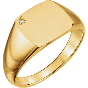 14K Yellow .0075 CTW Diamond Men's Signet Ring