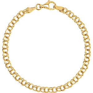 14K Yellow 3.75mm Solid 7" Charm Bracelet