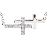 14K Yellow 1/6 CTW Diamond Double Sideways Cross 18" Necklace