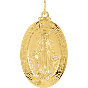 14K Yellow 29x20mm Oval Miraculous Medal