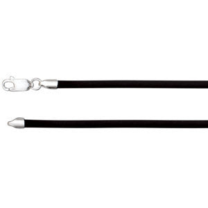 Sterling Silver 3mm Black Rubber 16" Necklace