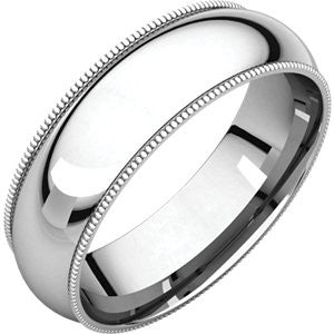 Platinum 6mm Milgrain Comfort Fit Band