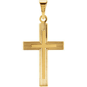 14K Yellow 18x12mm Cross Pendant with Design