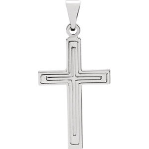 14K White 18x12mm Cross Pendant