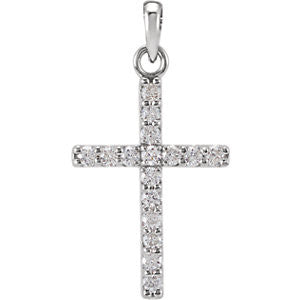 14K White 1-4 CTW Diamond Cross Pendant