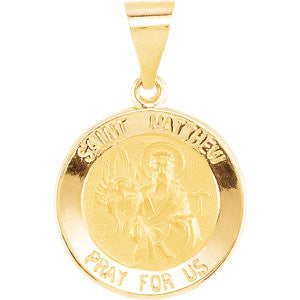 14K Yellow 14.75mm Round Hollow St. Matthew Medal