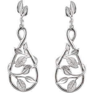 14K White 1-5 CTW Diamond Leaf Design Earrings