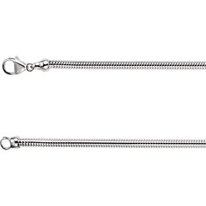 Sterling Silver 3.25mm Round Snake 16" Chain