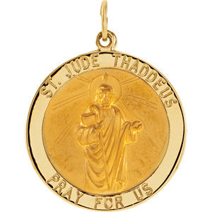 14K Yellow 25mm Round St. Jude Thaddeus Medal