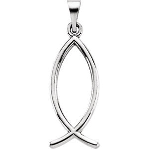 Sterling Silver 19x7.5mm Ichthus (Fish) Pendant