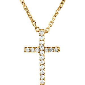 14K Yellow .085 CTW Diamond Cross 16" Necklace