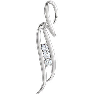 14K White 1/3 CTW Diamond 3-Stone Freeform Pendant