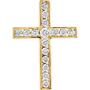 14K Yellow 3-4 CTW Diamond Cross Pendant