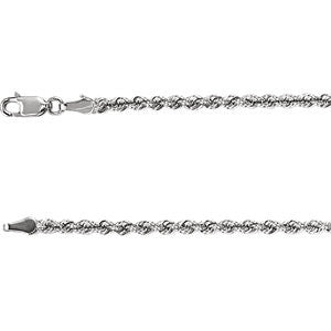 14K White 3mm Rope 16" Chain