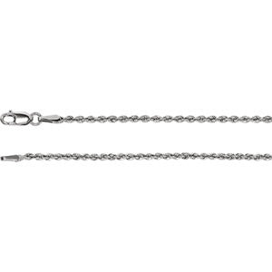 14K White 1.85mm Rope Chain 16" Chain