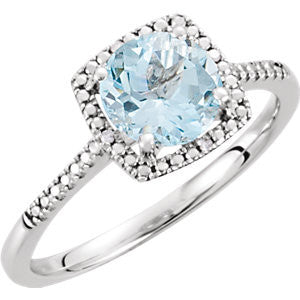 Sterling Silver Sky Blue Topaz & .01 CTW Diamond Ring