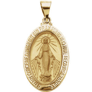 14K Yellow 23x16mm Hollow Miraculous Medal