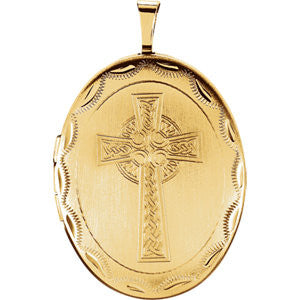 Gold Plated & Sterling Silver Oval Celtic Cross Locket