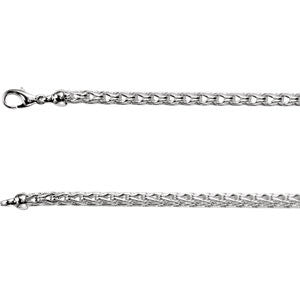 Sterling Silver 4.5mm Solid Wheat Chain 7" Chain